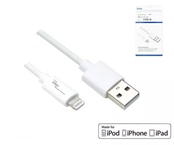 Cable USB A a Lightning de 2 m, blanco, DINIC Box